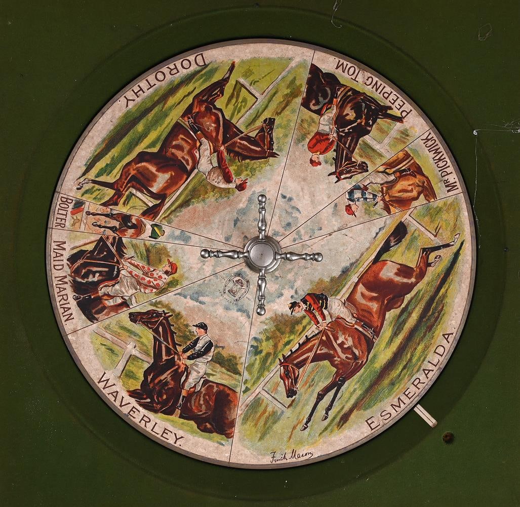 Y A MAHOGANY CASED 'SANDOWN' HORSE RACING GAME, BY F.H. AYRES, LONDON, CIRCA 1900 - 2