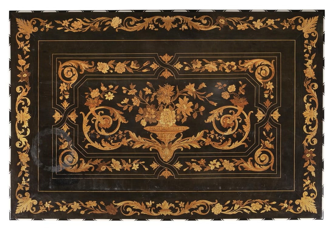 AN EBONISED AND MARQUETRY DECORATED SIDE TABLE, ITALIAN, 20TH CENTURY - 3