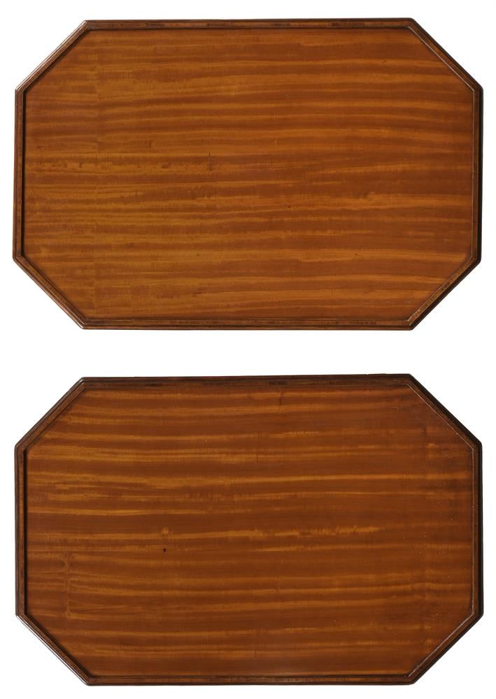 Y A PAIR OF SATINWOOD, BEECH AND BRASS LYRE END OCCASIONAL TABLES, IN GEORGE III STYLE, 20TH CENTURY - 3