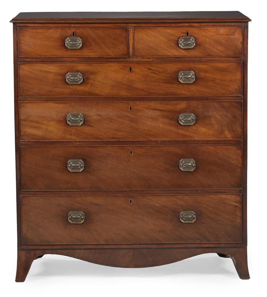 Y A GEORGE III MAHOGANY AND EBONY STRUNG TALL CHEST OF DRAWERS, CIRCA 1780 - 2