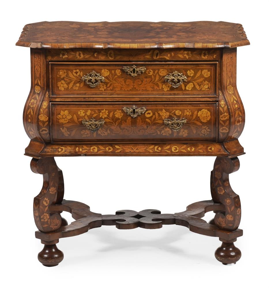 A WALNUT AND MARQUETRY CHEST ON STAND, DUTCH, 19TH CENTURY - 2