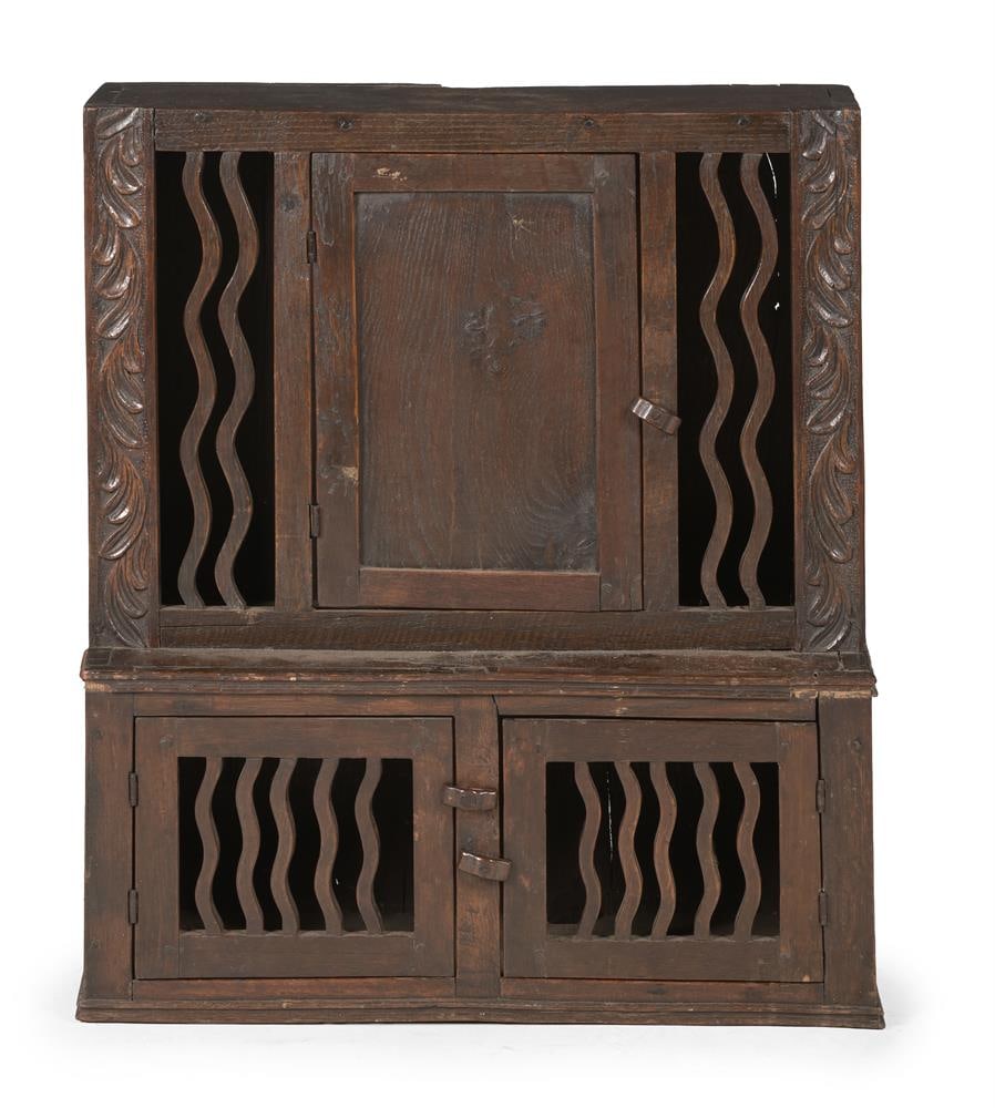 AN OAK MURAL DOLE CUPBOARD, POSSIBLY WELSH, LATE 18TH CENTURY AND LATER - 2