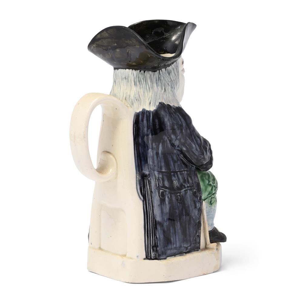 A T.J. HOLLINS (SHELTON) STAFFORDSHIRE CREAMWARE TOBY JUG, CIRCA 1800 - 3