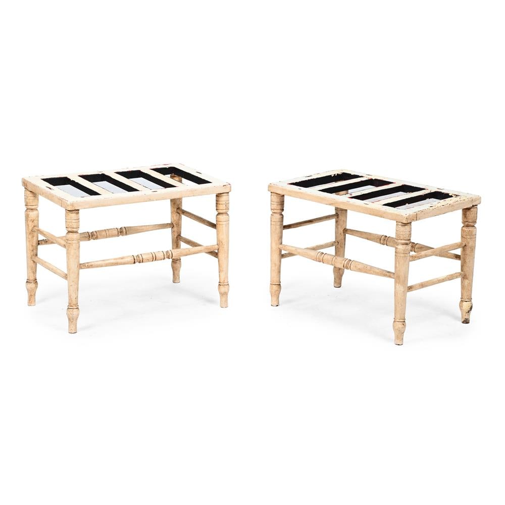 A PAIR OF VICTORIAN CREAM PAINTED LUGGAGE STANDS, BY W. A & S SMEE, LATE 19TH CENTURY - 2