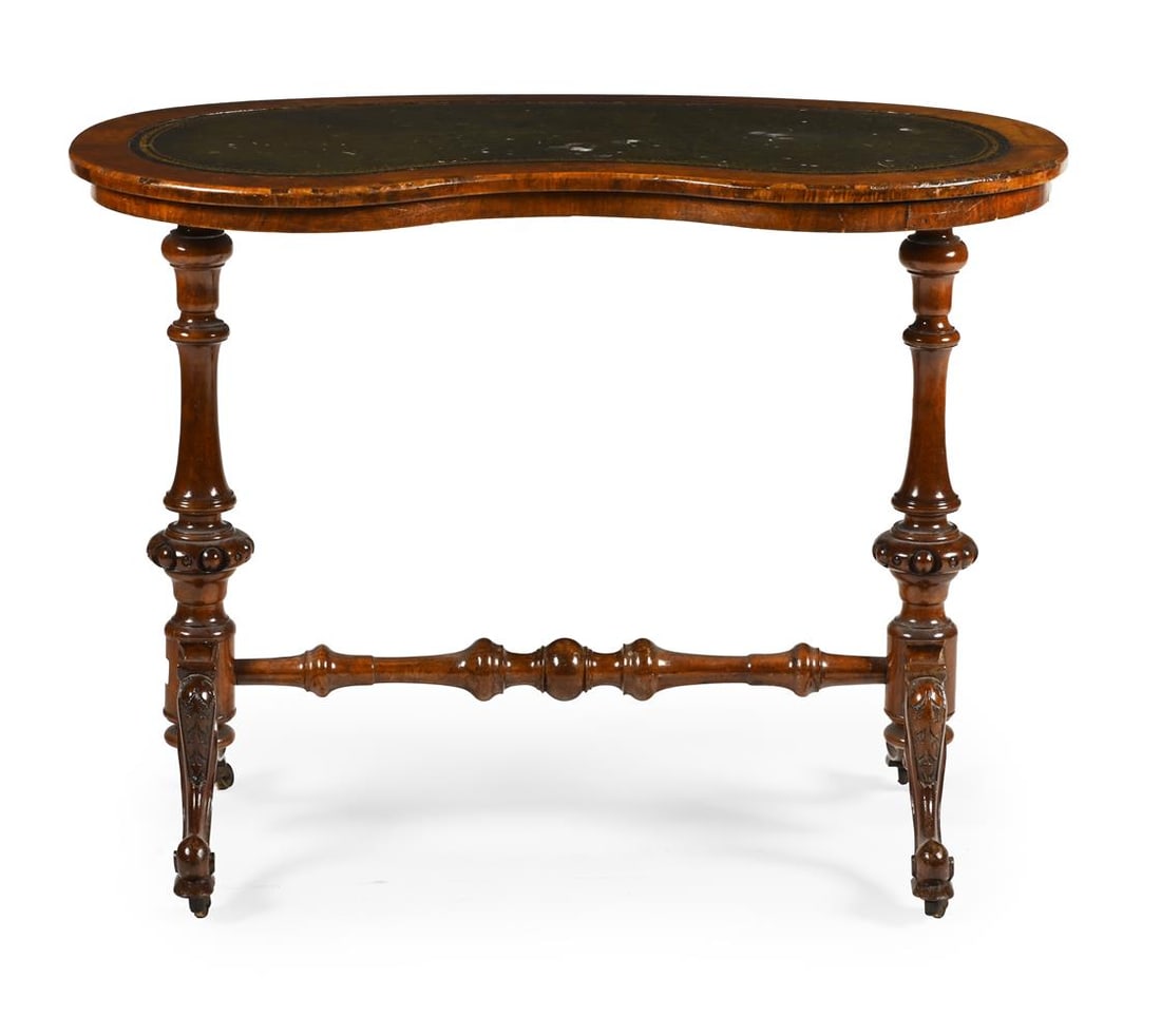 A WALNUT KIDNEY SHAPED WRITING TABLE, CIRCA 1860 - 2