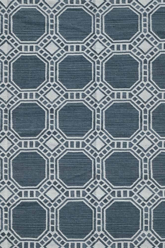 A CONTEMPORARY SWEDISH DESIGN IVORY AND GREY BLUE FLATWEAVE CARPET, MODERN - 2