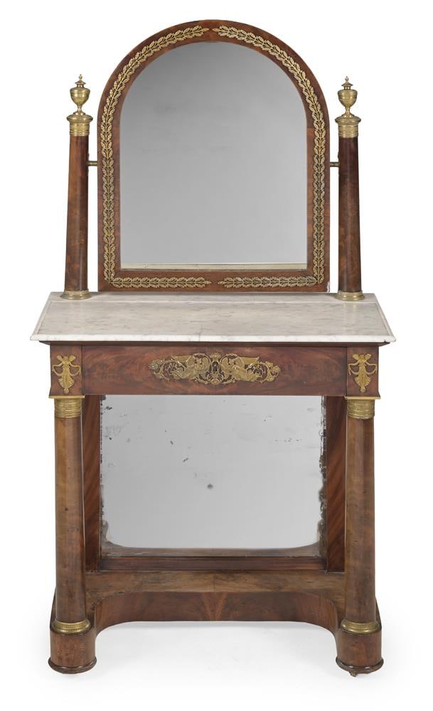 A MAHOGANY, MARBLE AND GILT METAL MOUNTED DRESSING TABLE, FRENCH, SECOND HALF 19TH CENTURY - 2