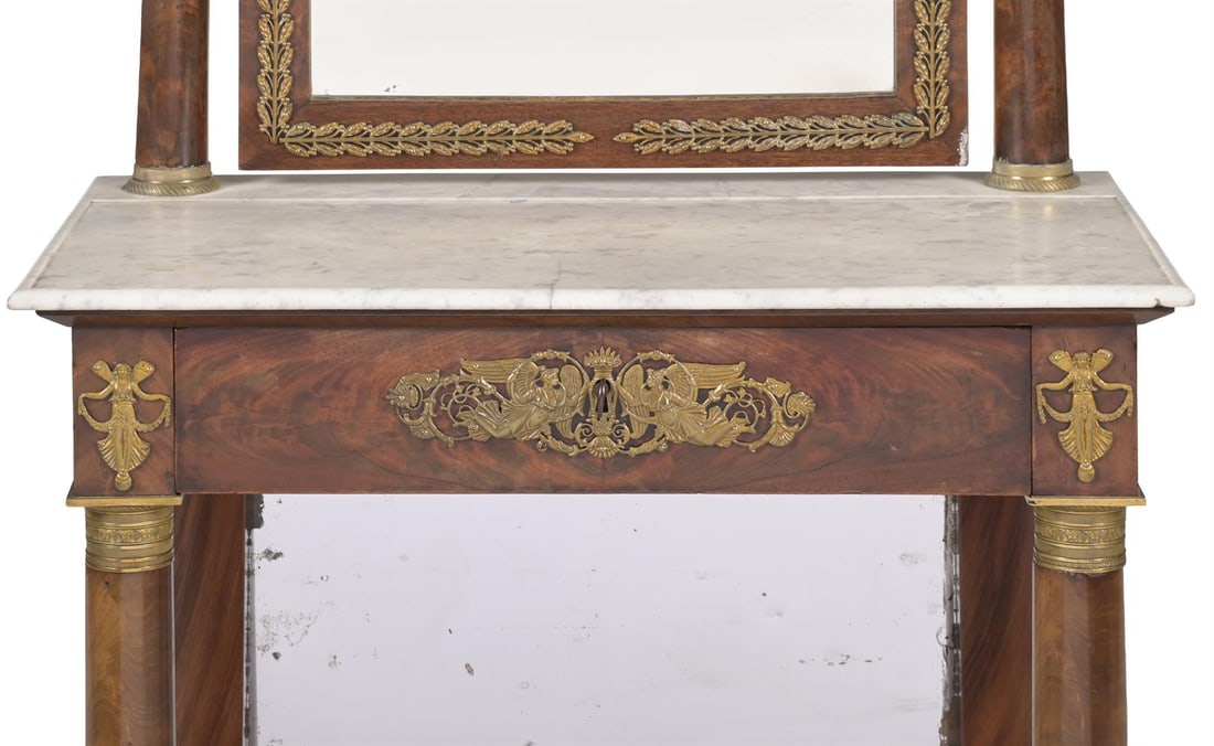 A MAHOGANY, MARBLE AND GILT METAL MOUNTED DRESSING TABLE, FRENCH, SECOND HALF 19TH CENTURY - 3
