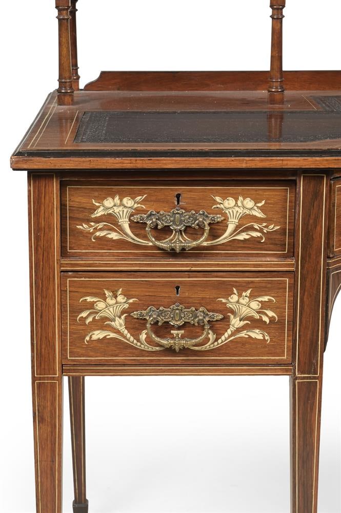 Y AN EDWARDIAN ROSEWOOD AND IVORY INLAID WRITING DESK, MANNER OF EDWARDS & ROBERTS, CIRCA 1900 - 3