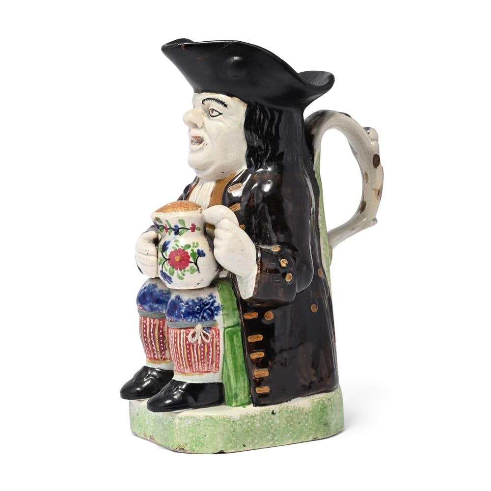 A BRITISH POTTERY SPONGE-DECORATED TOBY JUG, POSSIBLY SCOTTISH, CIRCA 1830 - 2