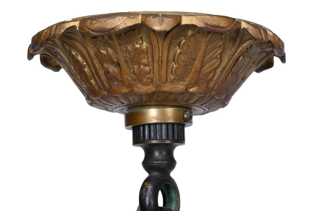 A GILT METAL MOUNTED BRONZE SIX LIGHT CHANDELIER, FRENCH OR ITALIAN, 19TH CENTURY - 4
