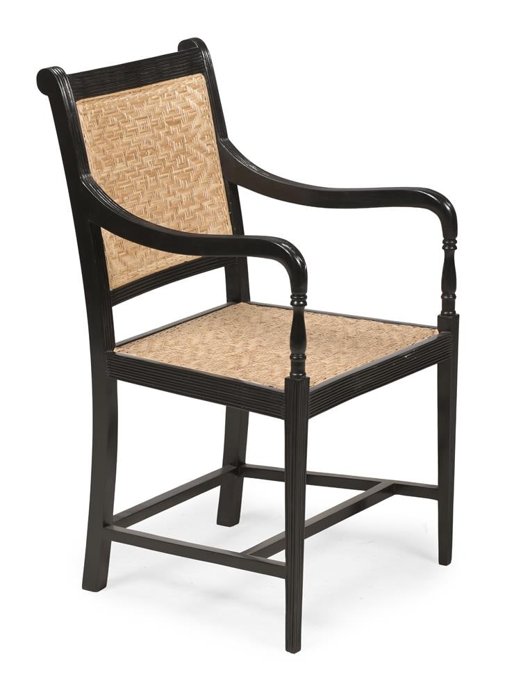 Y A SET OF SIX EBONY ARMCHAIRS, IN GEORGE III STYLE, LATE 20TH OR EARLY 21ST CENTURY - 2