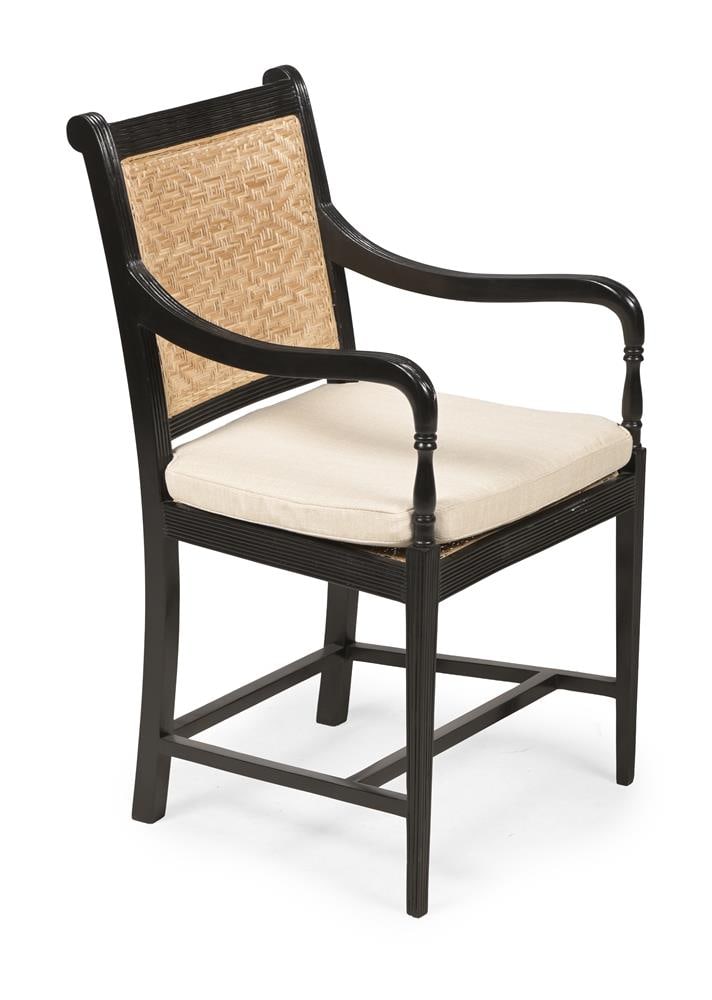 Y A SET OF SIX EBONY ARMCHAIRS, IN GEORGE III STYLE, LATE 20TH OR EARLY 21ST CENTURY - 3