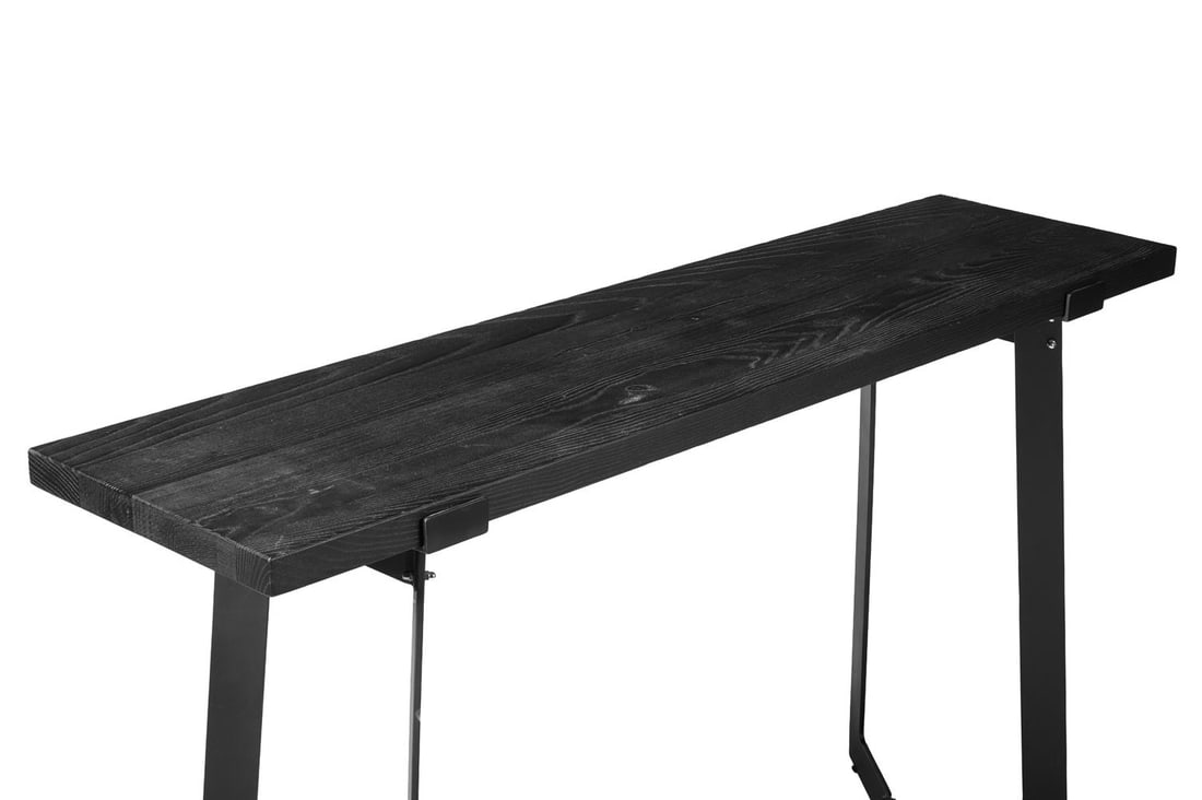 A SCORCHED TIMBER AND BLACKENED IRON CONSOLE TABLE, MODERN - 2