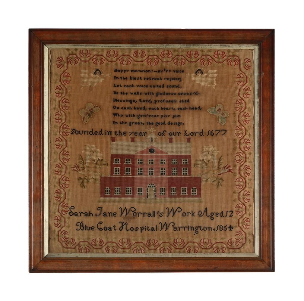 A VICTORIAN POETIC WOOLWORK SAMPLER, DATED 1854 (1 of 2)