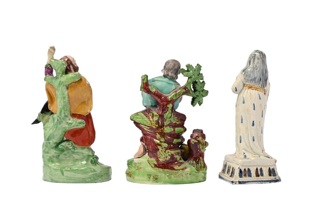 THREE VARIOUS STAFFORDSHIRE POTTERY FIGURES, VARIOUS DATES LATE 18TH OR EARLY 19TH CENTURY - 2