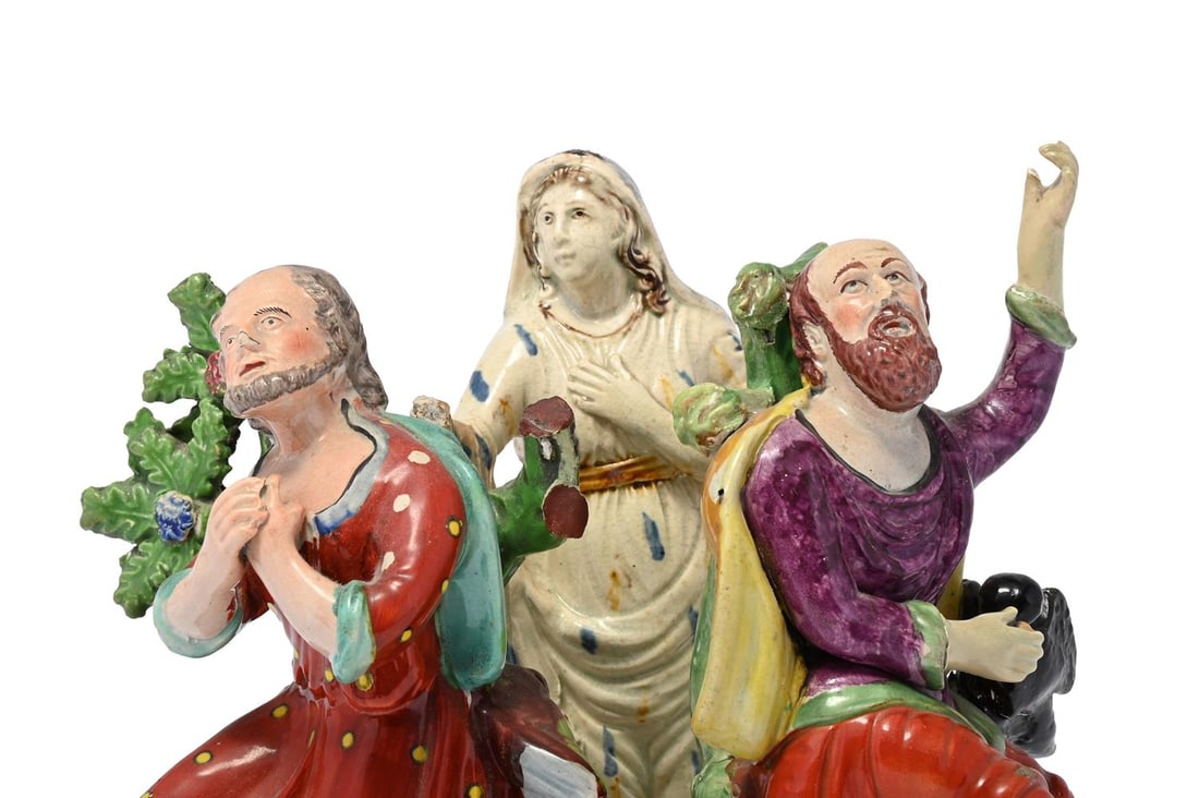 THREE VARIOUS STAFFORDSHIRE POTTERY FIGURES, VARIOUS DATES LATE 18TH OR EARLY 19TH CENTURY - 3