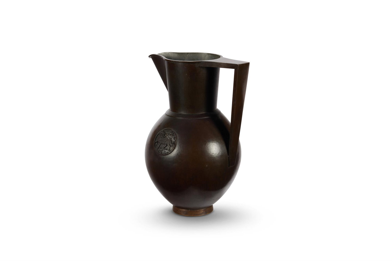 LESLIE DURBIN (BRITISH 1913-2005), AN ARTS & CRAFTS BRONZE EWER (1 of 3)