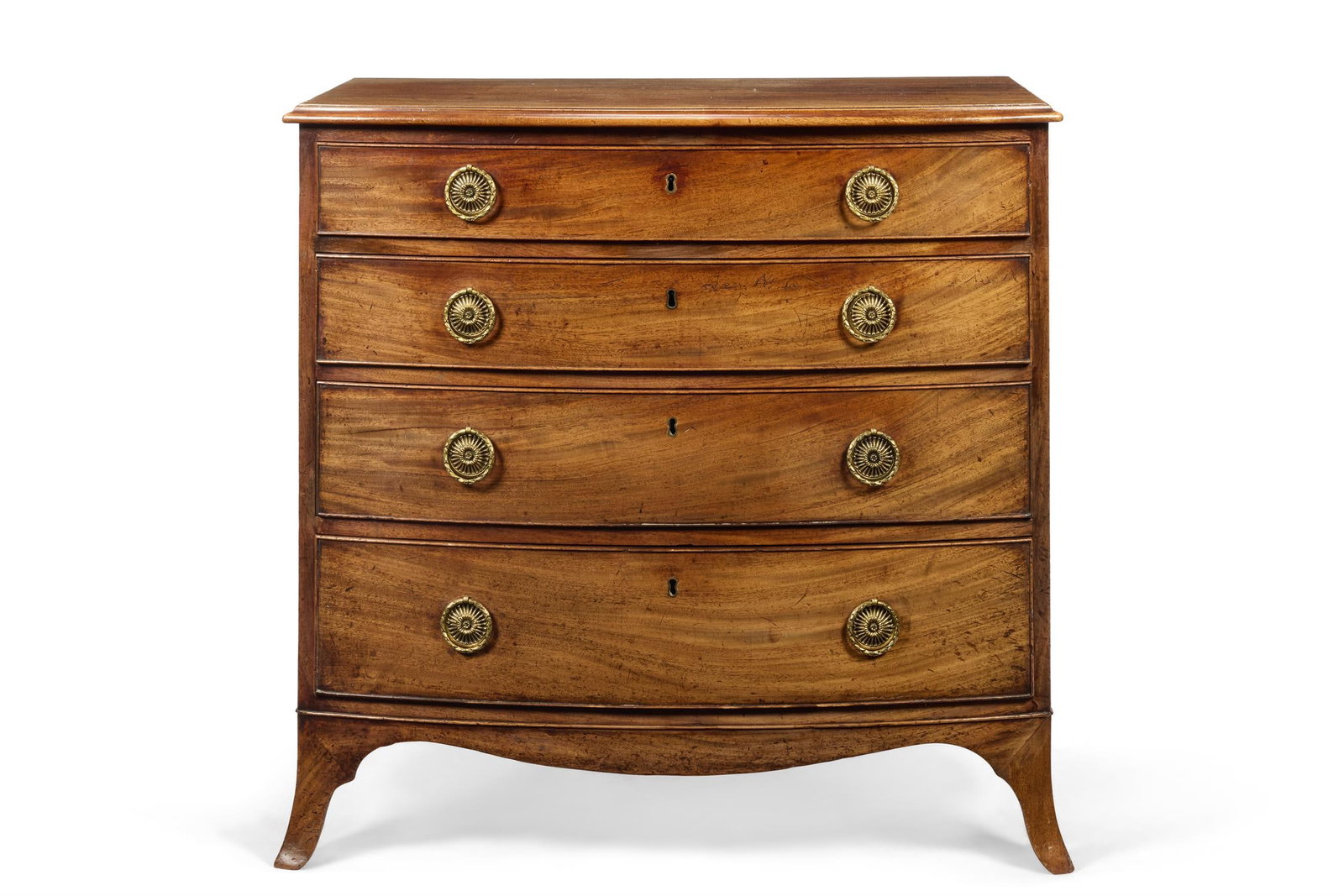 A REGENCY MAHOGANY BOWFRONT CHEST, EARLY 19TH CENTURY (1 of 2)