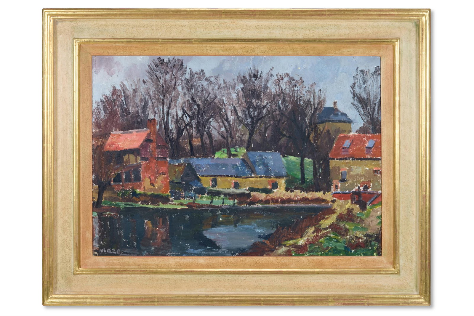 λ PAUL LUCIEN MAZE (FRENCH/BRITISH 1887-1979), BUILDINGS ON THE BANKS OF A RIVER, FRANCE (1 of 2)