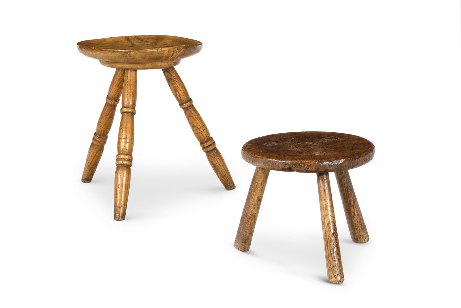 A BURR YEW AND ASH THREE LEGGED STOOL,18TH/19TH CENTURY (1 of 1)