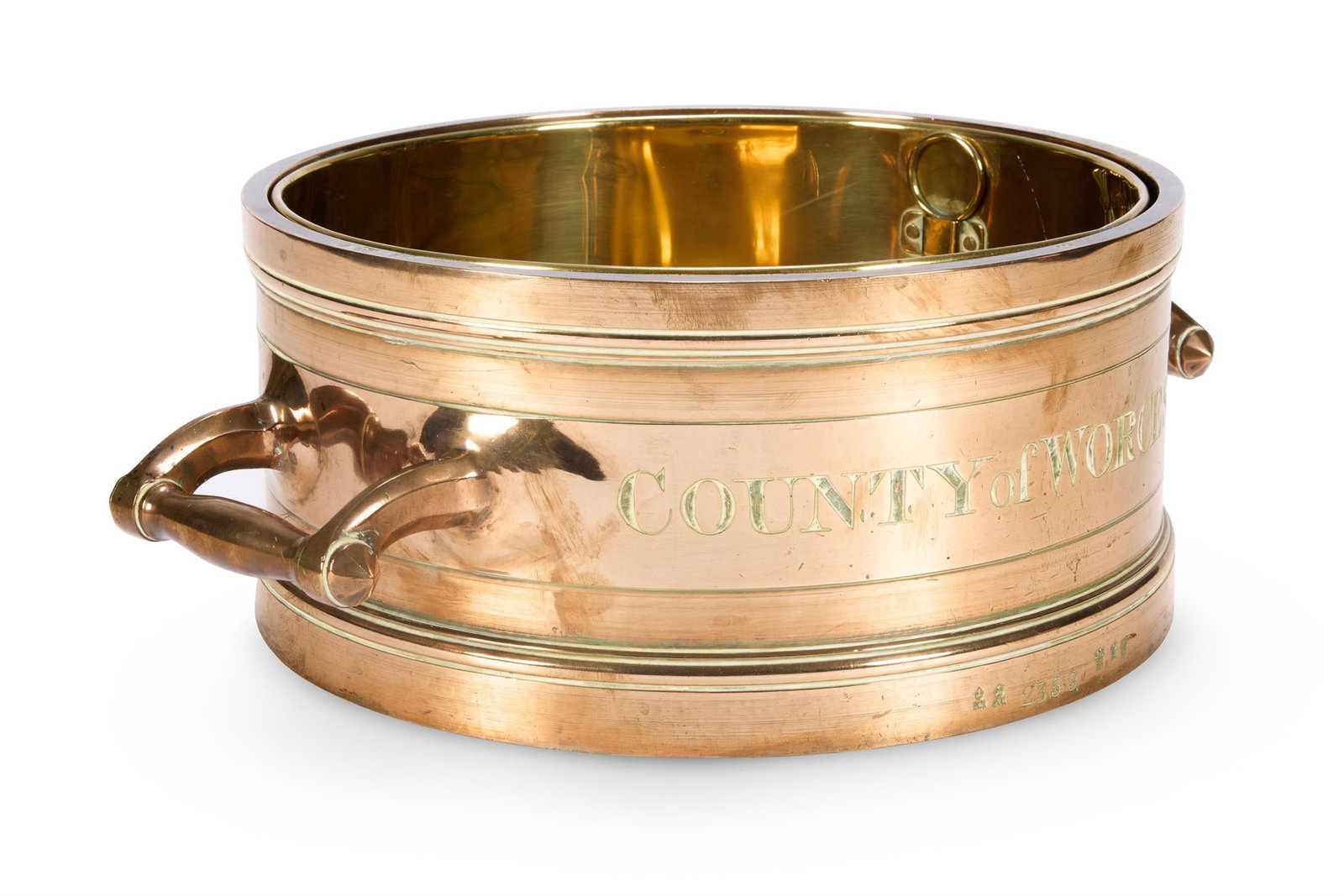 A WILLIAM IV COUNTY OF WORCESTER 'IMPERIAL PECK' BRONZE MEASURE, EARLY 19TH CENTURY (1 of 2)