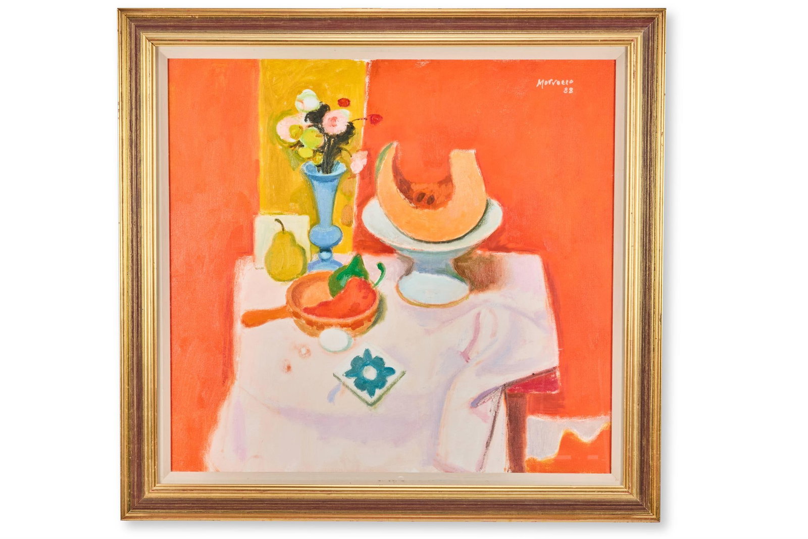 λ ALBERTO MORROCCO (BRITISH 1917-1998), STILL LIFE WITH PUMPKIN AND PEPERONI (1 of 2)