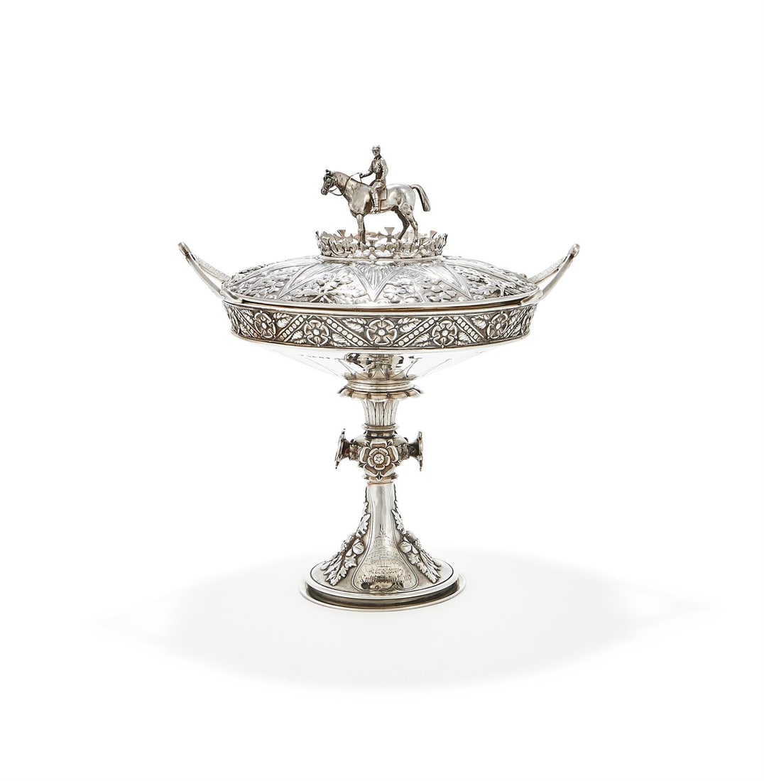 A VICTORIAN SILVER TROPHY CUP AND COVER, ELKINGTON & CO. BIRMINGHAM 1874 (1 of 5)