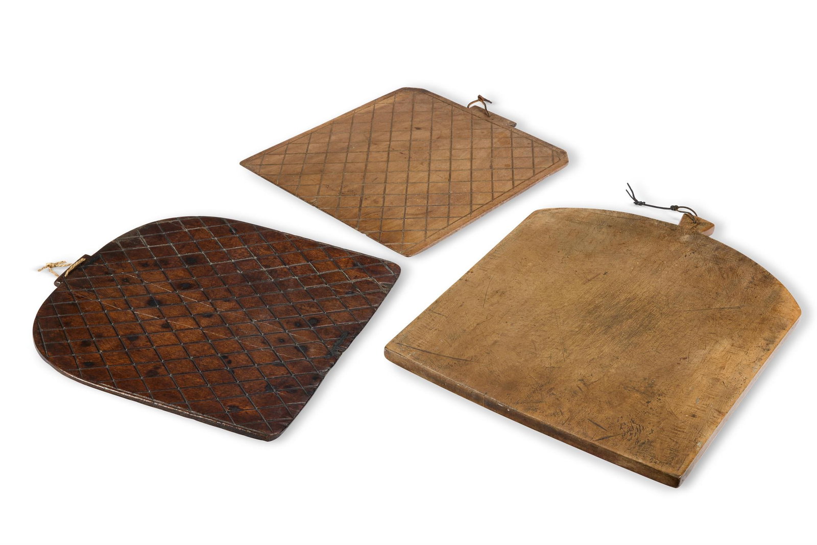 TWO GEORGE III MAHOGANY AND WALNUT RIDDLE BOARDS, LATE 18TH CENTURY (1 of 2)