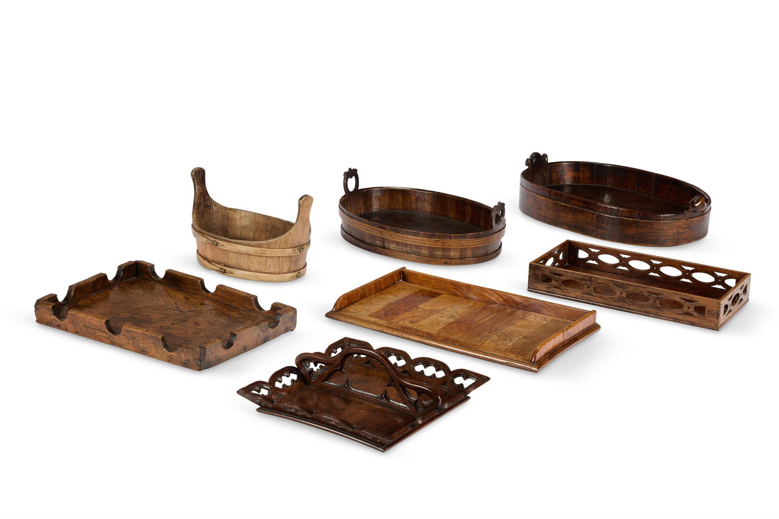 Y A COLLECTION OF SEVEN TREEN TRAYS, 18TH AND 19TH CENTURY (1 of 1)