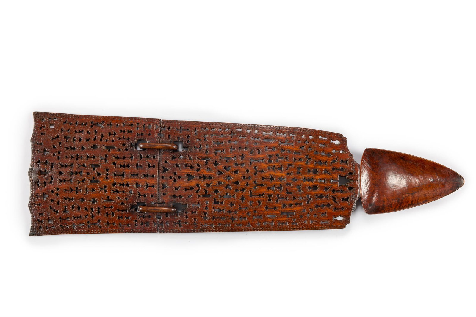 A RARE WELSH APPLEWOOD LOVE SPOON OF LARGE SIZE, PROBABLY NORTH WALES, MID 19TH CENTURY (1 of 4)