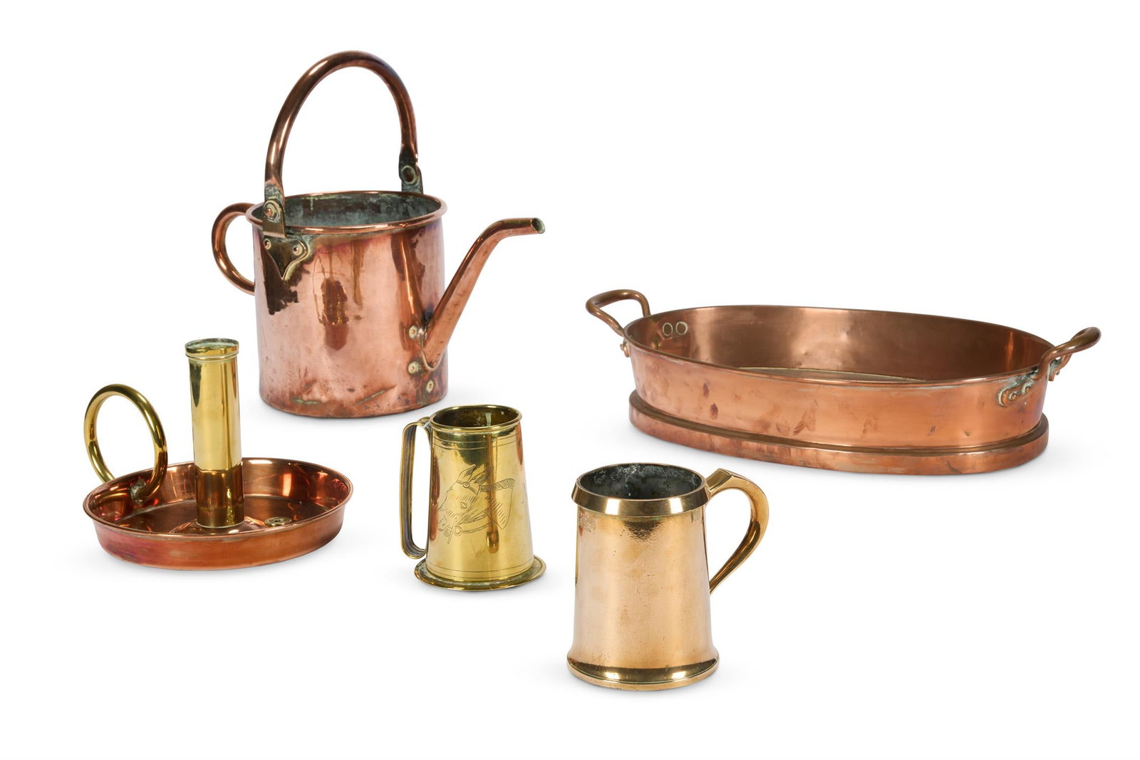 A COLLECTION OF FIVE COPPER AND BRASS ITEMS, 19TH AND 20TH CENTURY (1 of 1)