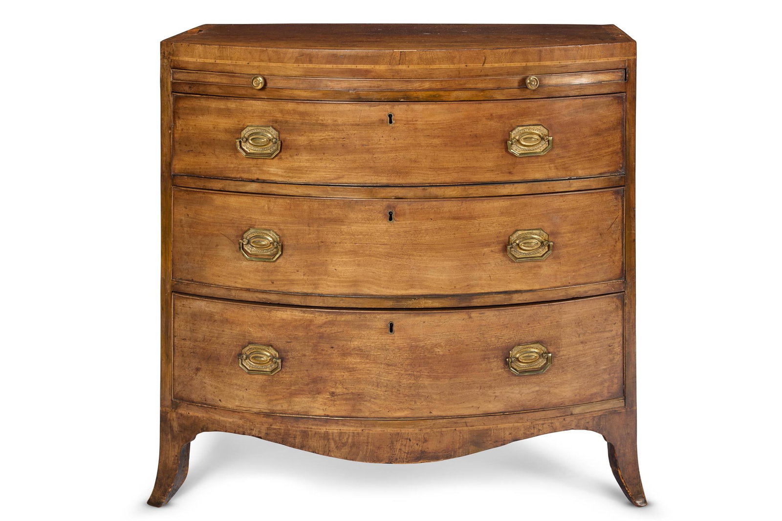 A GEORGE III MAHOGANY BOWFRONT CHEST, CIRCA 1800 (1 of 2)