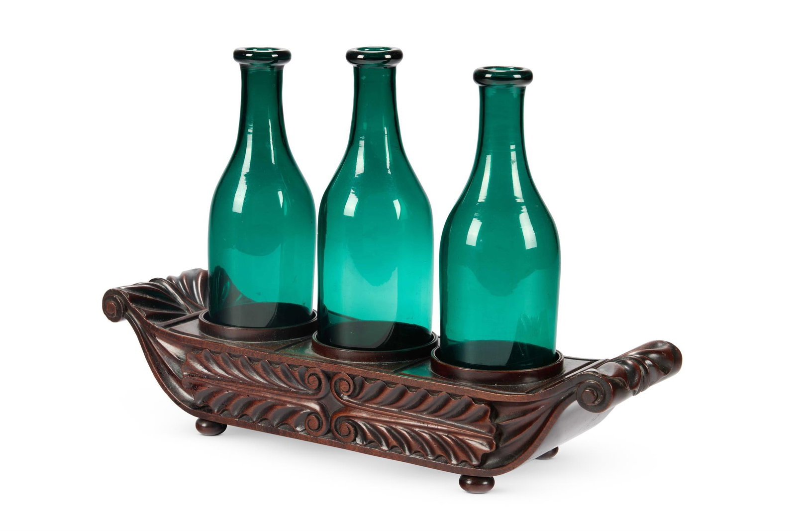 AN ANGLO-INDIAN MAHOGANY BOTTLE COASTER, MID 19TH CENTURY (1 of 2)