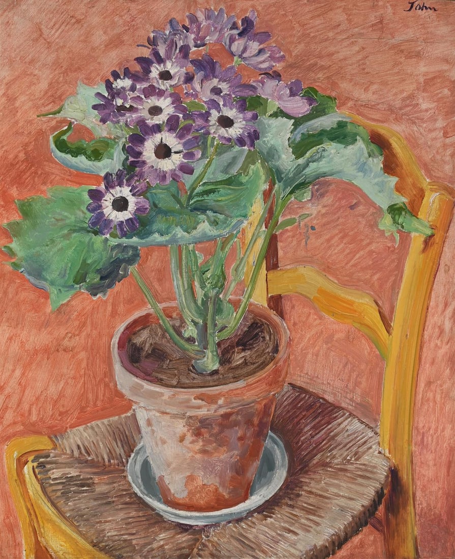 λ AUGUSTUS JOHN (BRITISH 1878-1961), CINERARIA IN A TERRACOTTA POT (1 of 3)