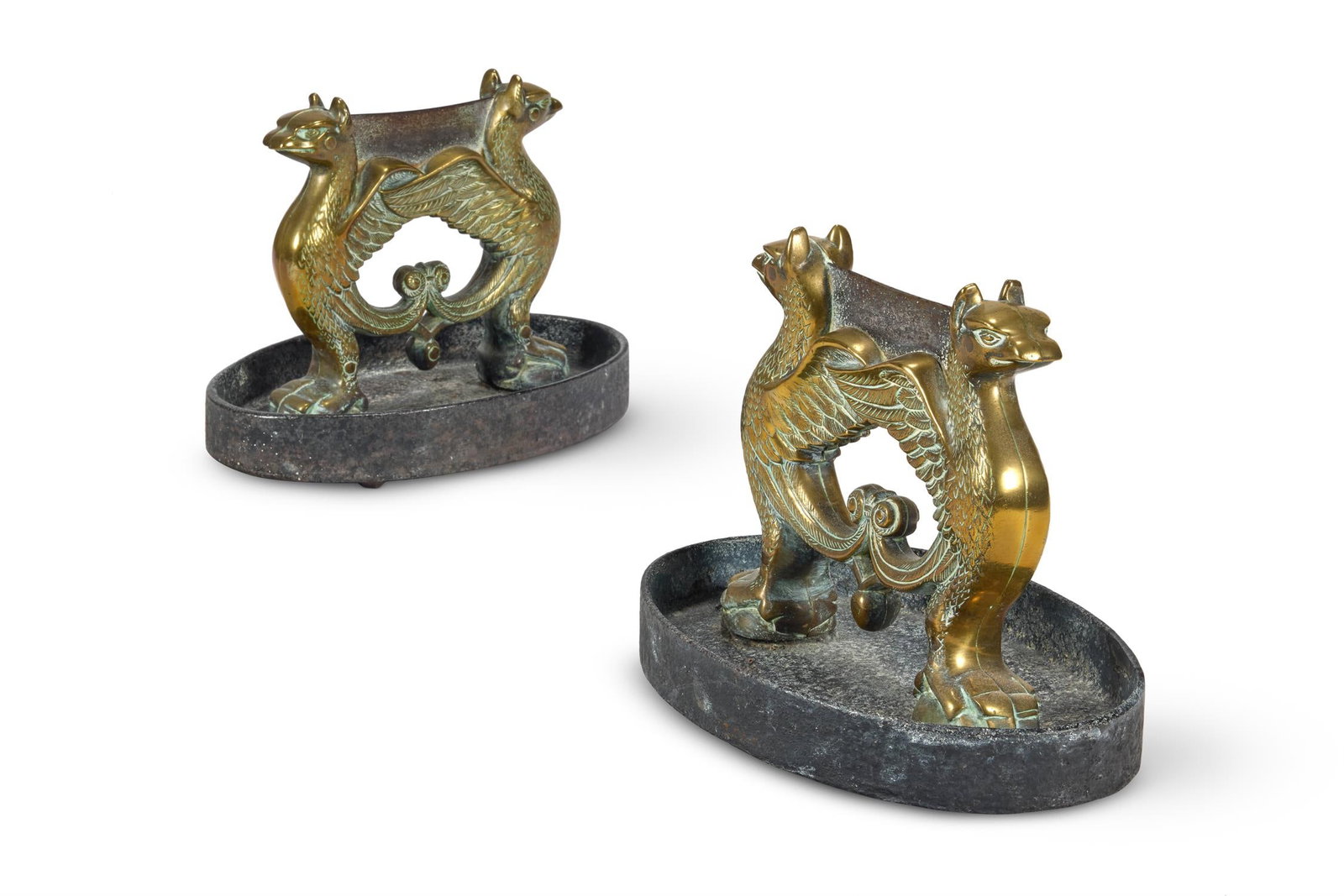 A PAIR OF BRASS AND CAST IRON BOOT SCRAPERS, FIRST HALF 19TH CENTURY (1 of 2)