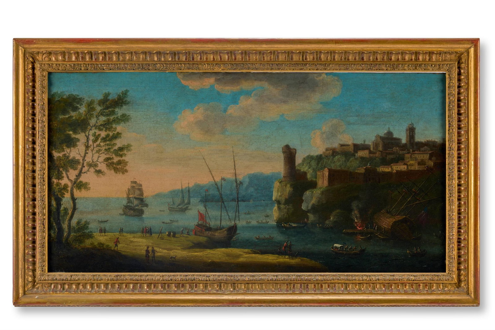 ATTRIBUTED TO ALESSANDRO GREVENBROECK (ITALIAN 1717-1787), AN ITALIAN COASTAL TOWN WITH SHIPPING AND (1 of 2)