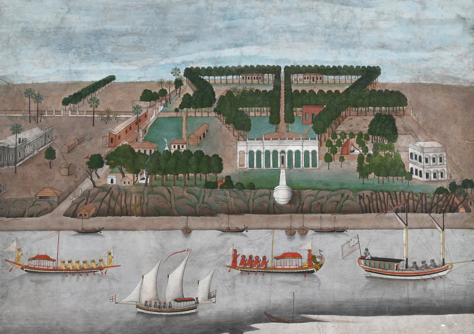 COMPANY SCHOOL (CIRCA 1770), LANDSCAPE WITH A EUROPEAN RESIDENCE NEAR MURSHIDABAD OR KASIMBAZAR (1 of 6)