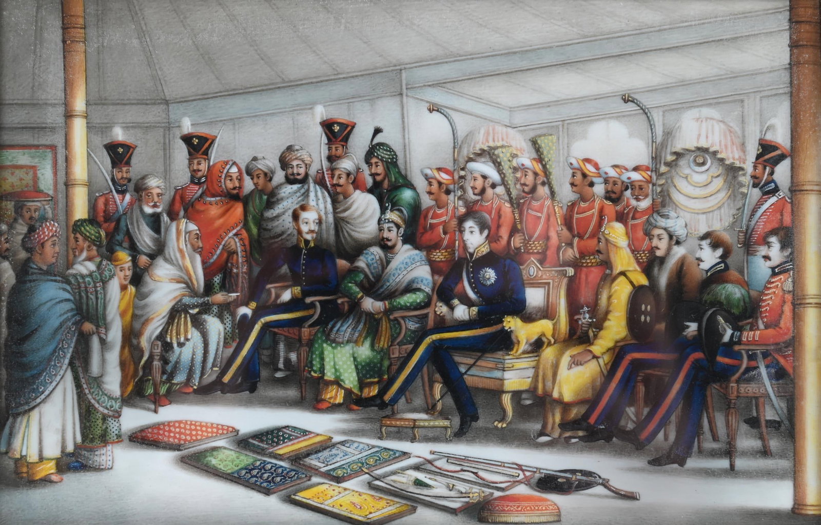 Y INDIAN SCHOOL (CIRCA 1850), LORD AUCKLAND RECEIVING THE RAJA OF NAHUN IN DURBAR (1 of 3)