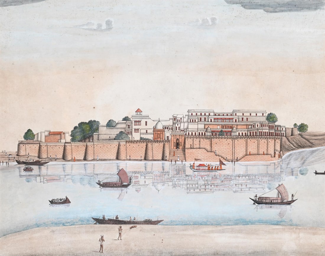 MURSHIDABAD ARTIST WORKING FOR JAMES HOARE (CIRCA 1790 -1795), A VIEW OF THE FORT AT RAMNAGUR (1 of 3)
