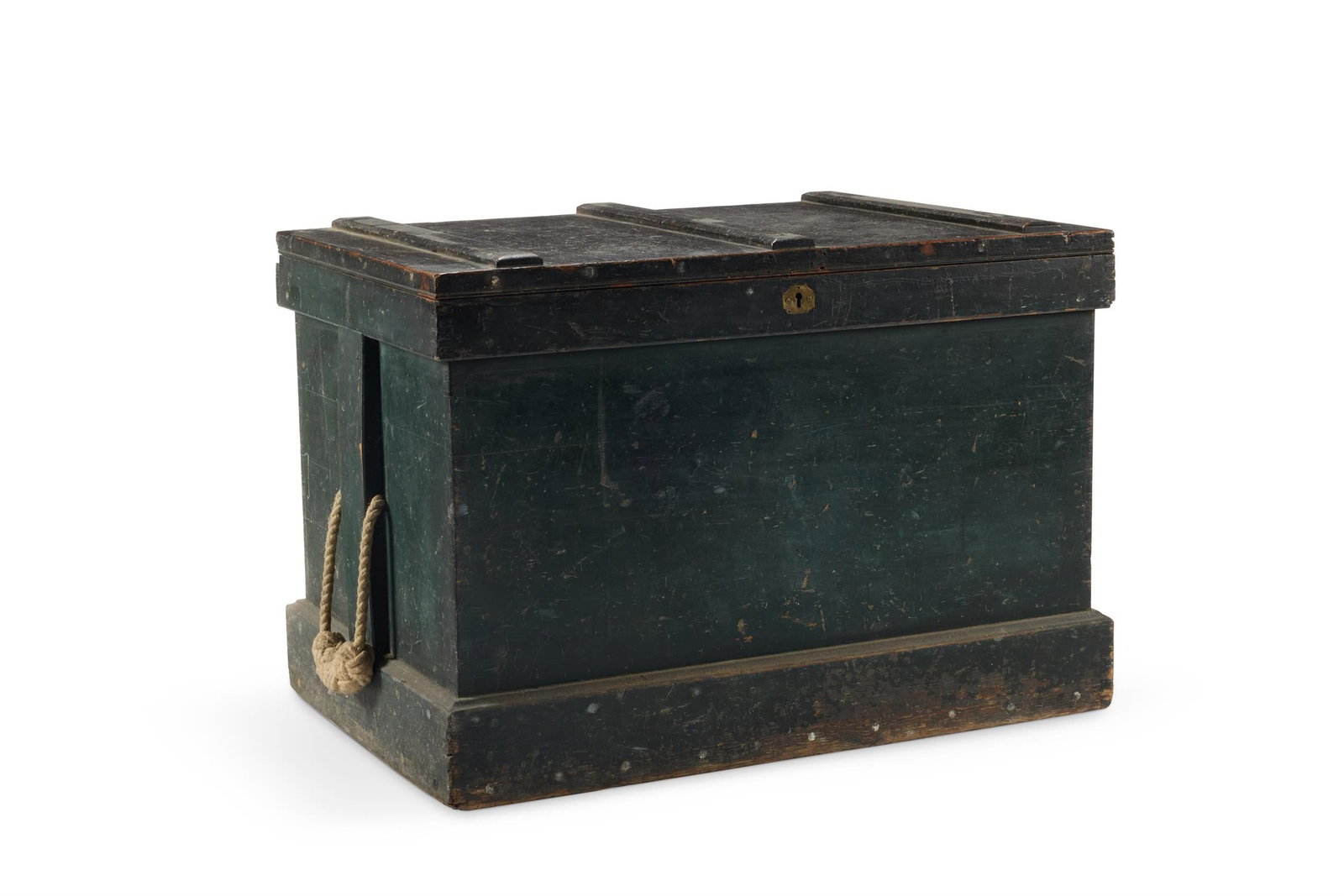 A BLACK-PAINTED DEAL, MAHOGANY, SATINWOOD, ROSEWOOD MARQUETRY CABINET MAKER'S TOOL CHEST (1 of 5)