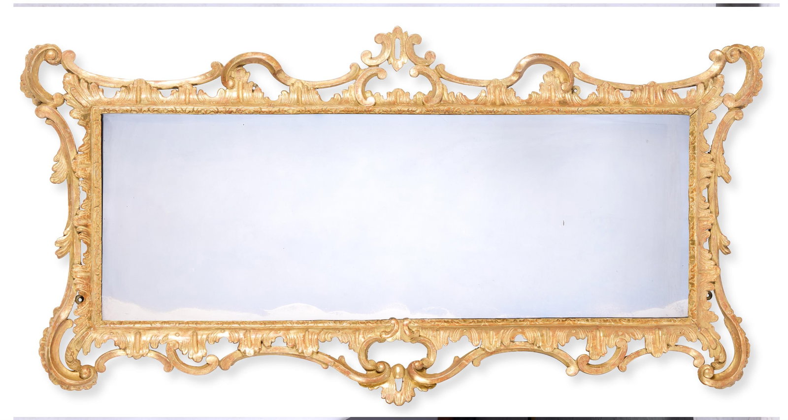 A GEORGE II SMALL GILTWOOD OVERMANTEL MIRROR, CIRCA 1750 (1 of 2)