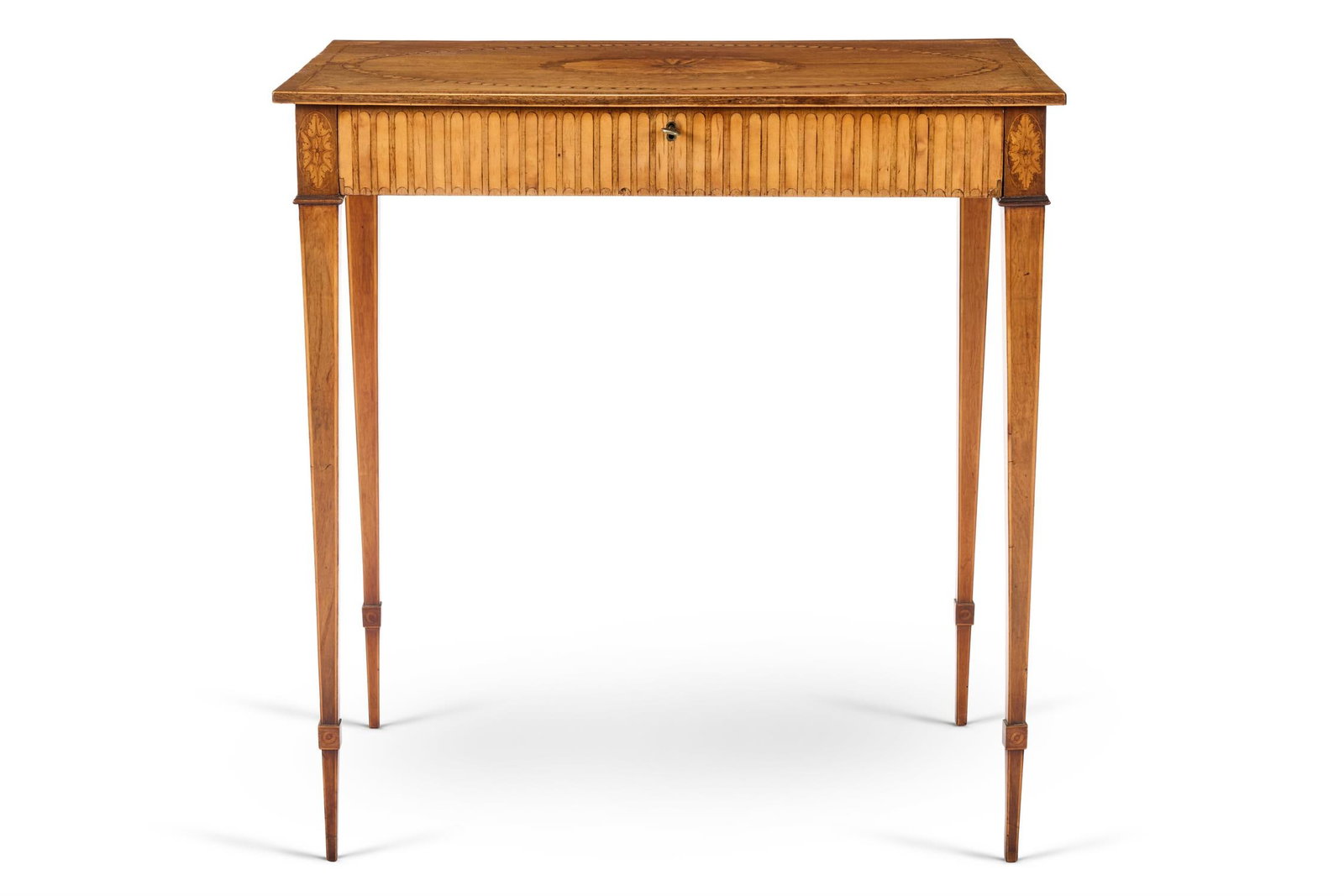A GEORGE III MAHOGANY AND INDIAN ROSEWOOD CROSSBANDED CENTRE TABLE, CIRCA 1780 (1 of 3)