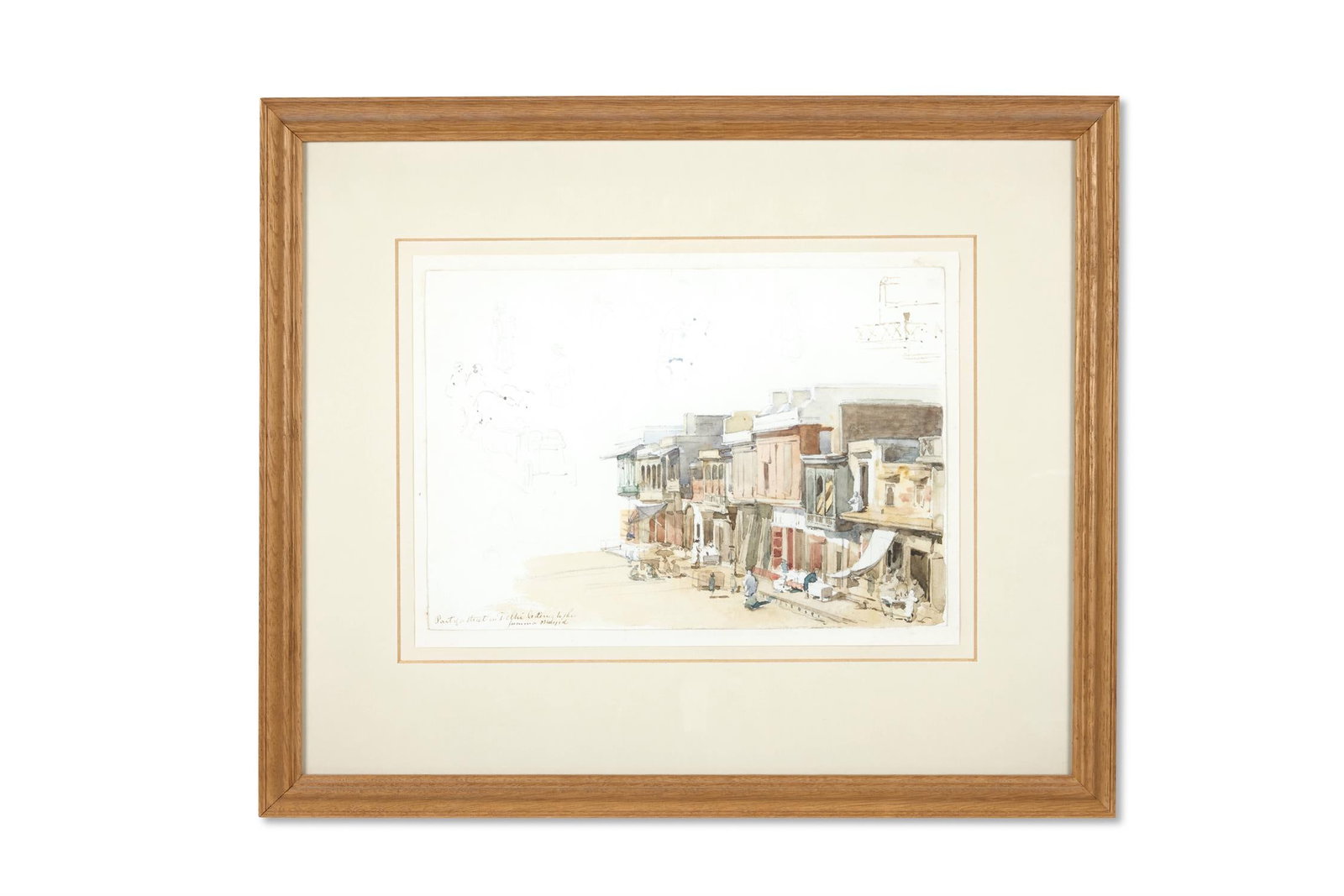 WILLIAM CARPENTER (BRITISH 1793-1872), PART OF A STREET IN DELHI LEADING TO THE JUMMA MASJI: WILLIAM CARPENTER (BRITISH 1793-1872)SKETCH OF PART OF A STREET IN DELHI LEADING TO THE JUMMA MASJIDPencil and watercolourInscribed Part of a street in Delhi leading to the /Jumma Masjid (lower left)1