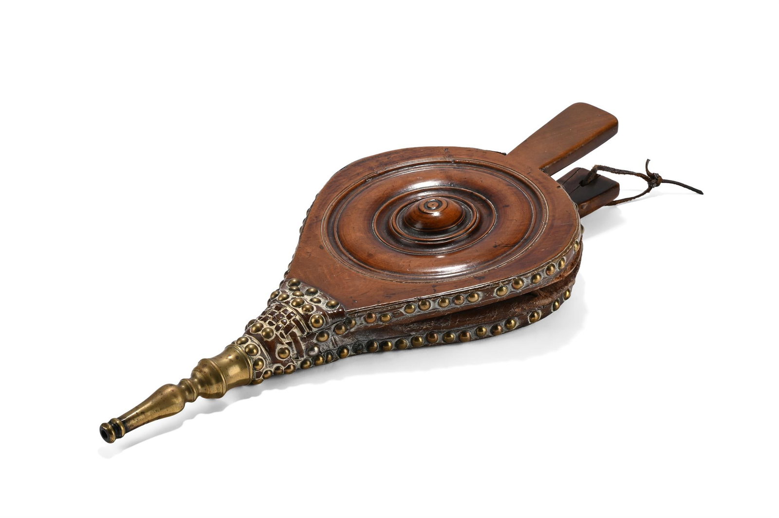 A SET OF GEORGE III BRASS MOUNTED MAHOGANY AND LEATHER FIRE BELLOWS, LATE 18TH/EARLY 19TH CENTURY (1 of 1)