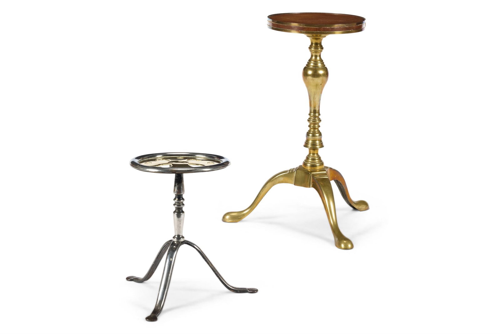 A MAHOGANY AND BRASS TRIPOD TABLE, 18TH CENTURY AND LATER (1 of 1)