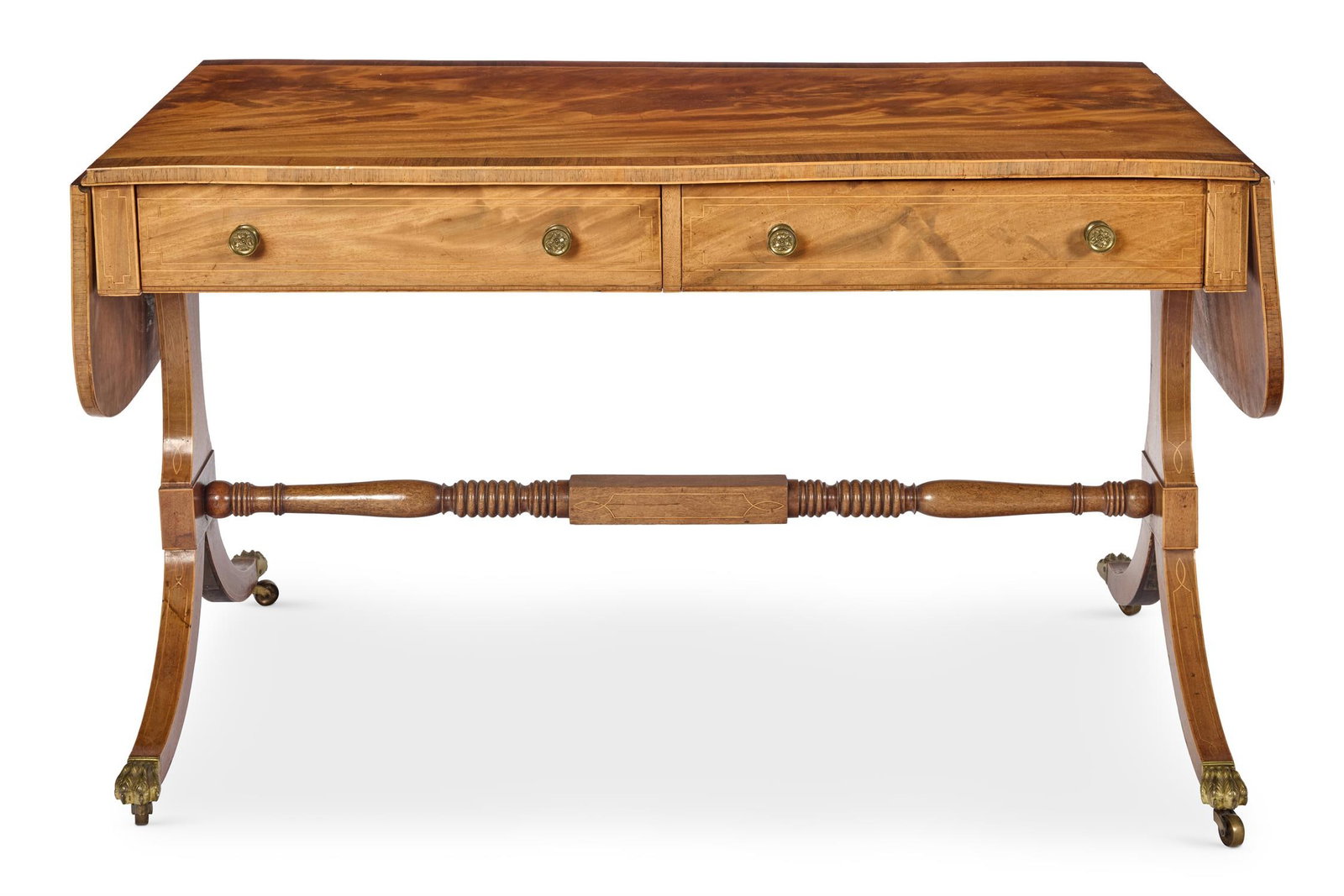 A REGENCY MAHOGANY AND BRAZILIAN ROSEWOOD SOFA TABLE, CIRCA 1815 (1 of 3)
