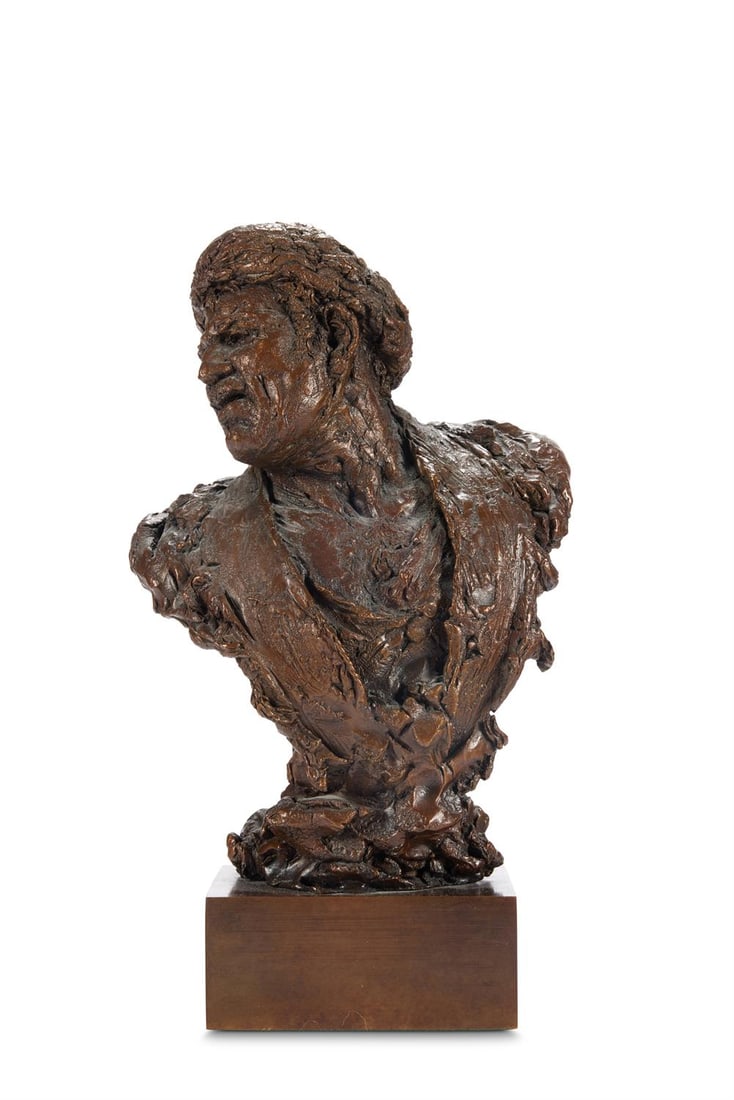 λ JONATHAN KENWORTHY (BRITISH B. 1943), PORTRAIT HEAD: GAFOOR: λ JONATHAN KENWORTHY (BRITISH B. 1943)PORTRAIT HEAD: GAFOORBronze Signed and dated 80 and numbered 2/733 x 19 x 9cm (12 x 7¼ x 3½in.)Cast by Meridian Bronze, London.Provenance:Acquired