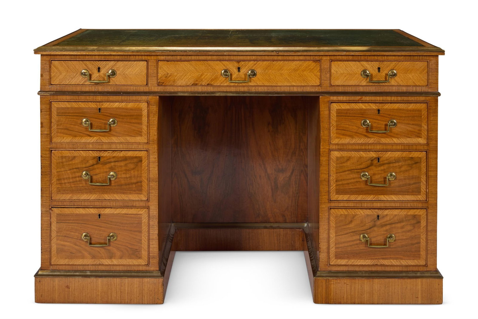 A WALNUT, KINGWOOD AND BRASS BOUND DESK, CIRCA 1900 (1 of 4)