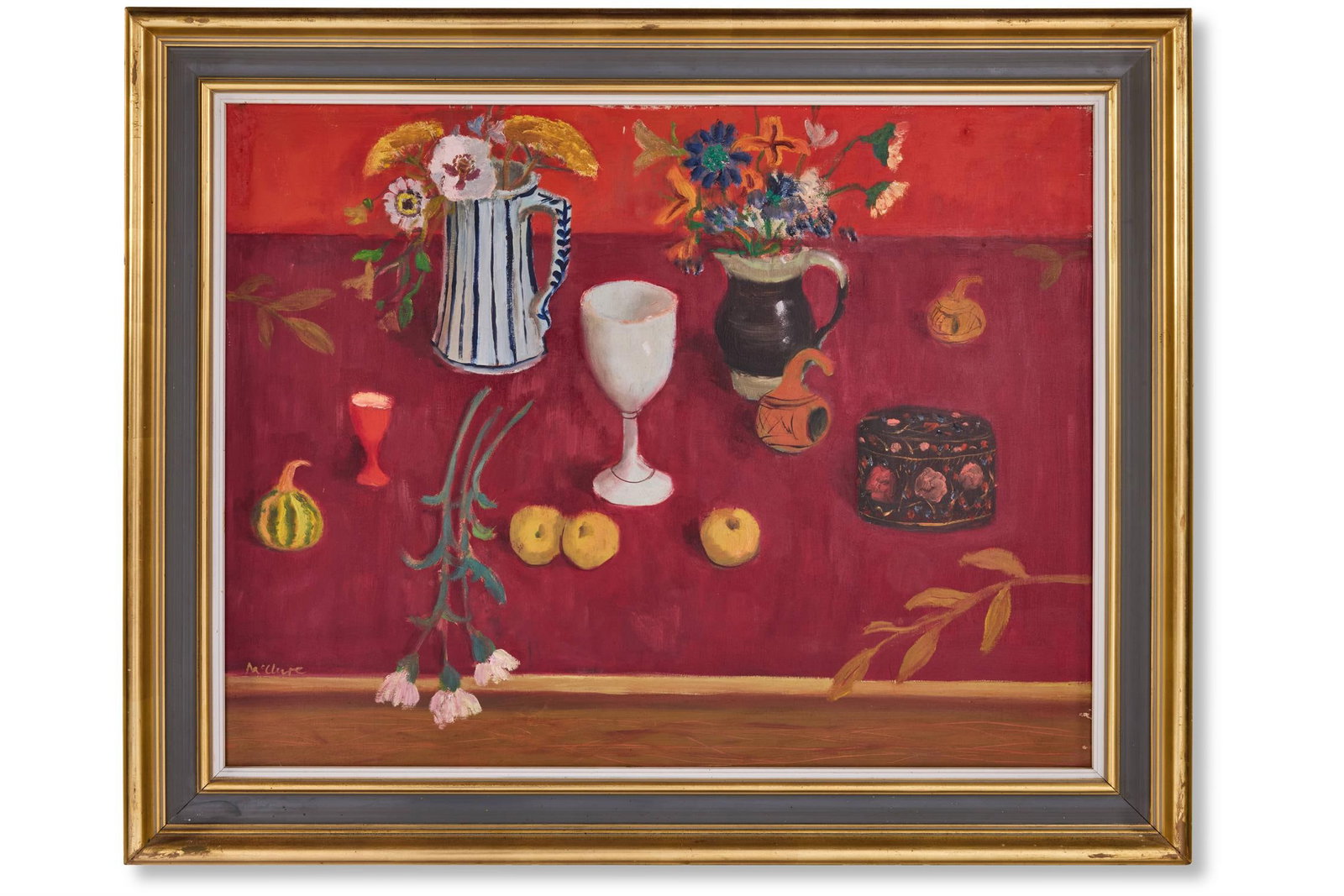 λ DAVID MCCLURE (BRITISH 1926-1998), WHITE CHALICE: λ DAVID MCCLURE (BRITISH 1926-1998)WHITE CHALICEOil on canvas Signed (lower left); further signed, titled and dated 1976 (verso)71 x 91.5cm (27¾ x 36in.)Provenance:Fosse Gallery (John Lindsa